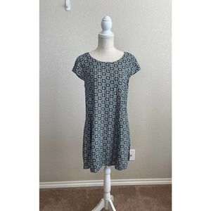 Hem & Thread 100% Rayon Dress Blue/Teal/White Size Large
